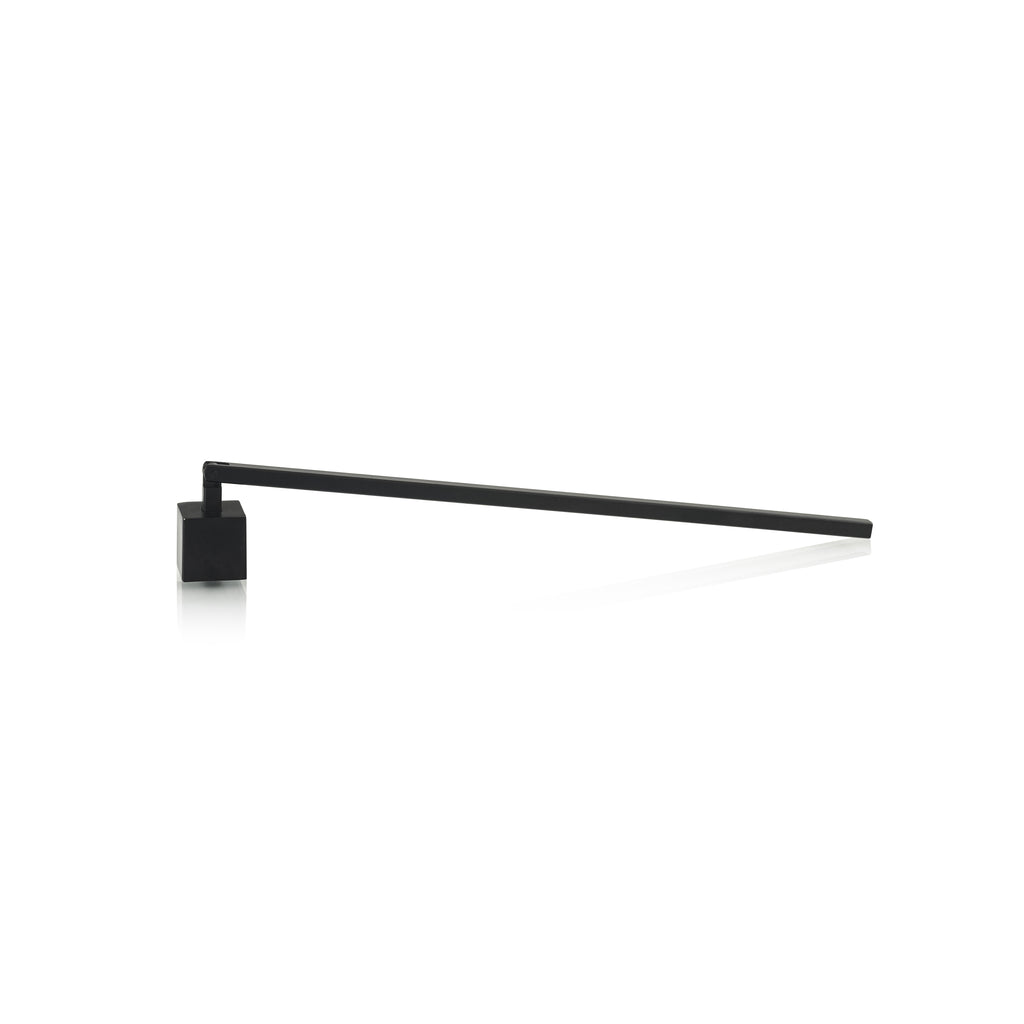 Black metal candle snuffer with long handle and small cup-shaped end.