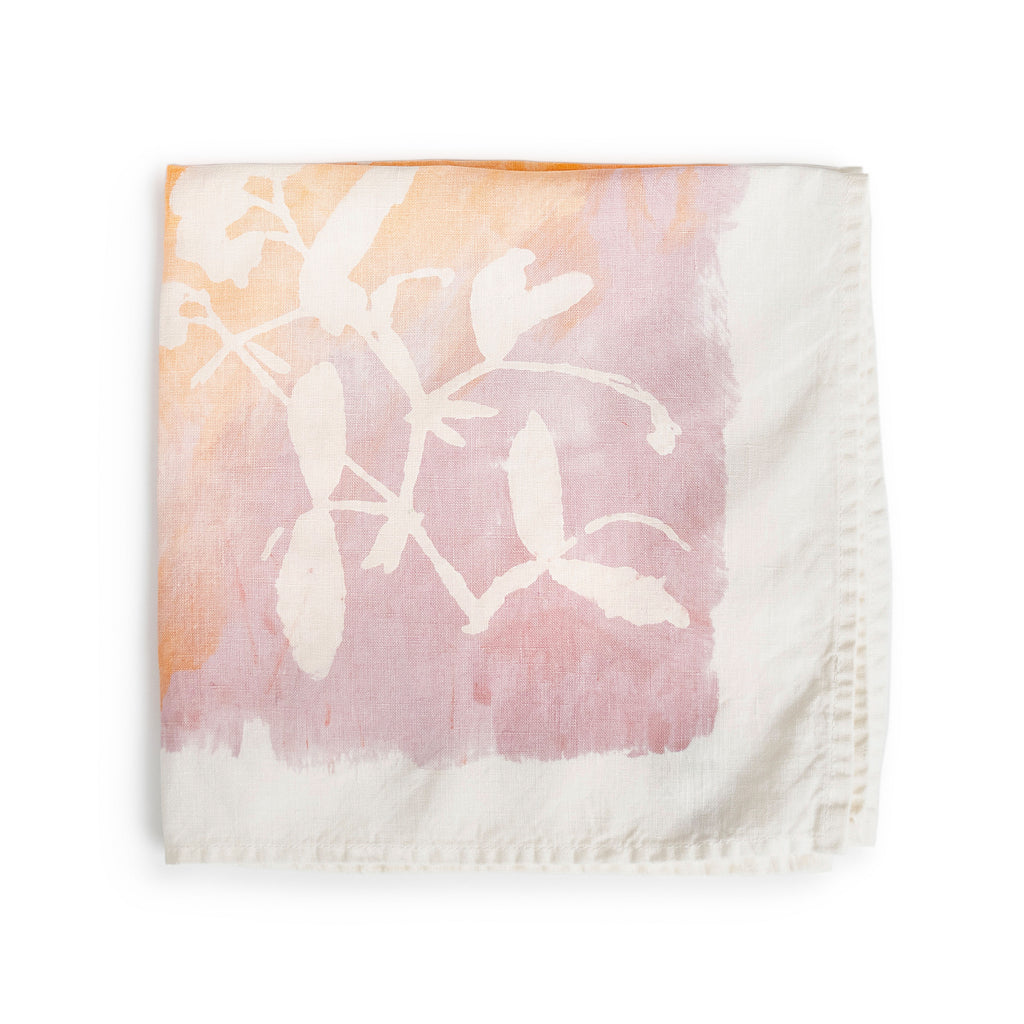 Apricot Floral Linen Napkin - 18 Inch view 1