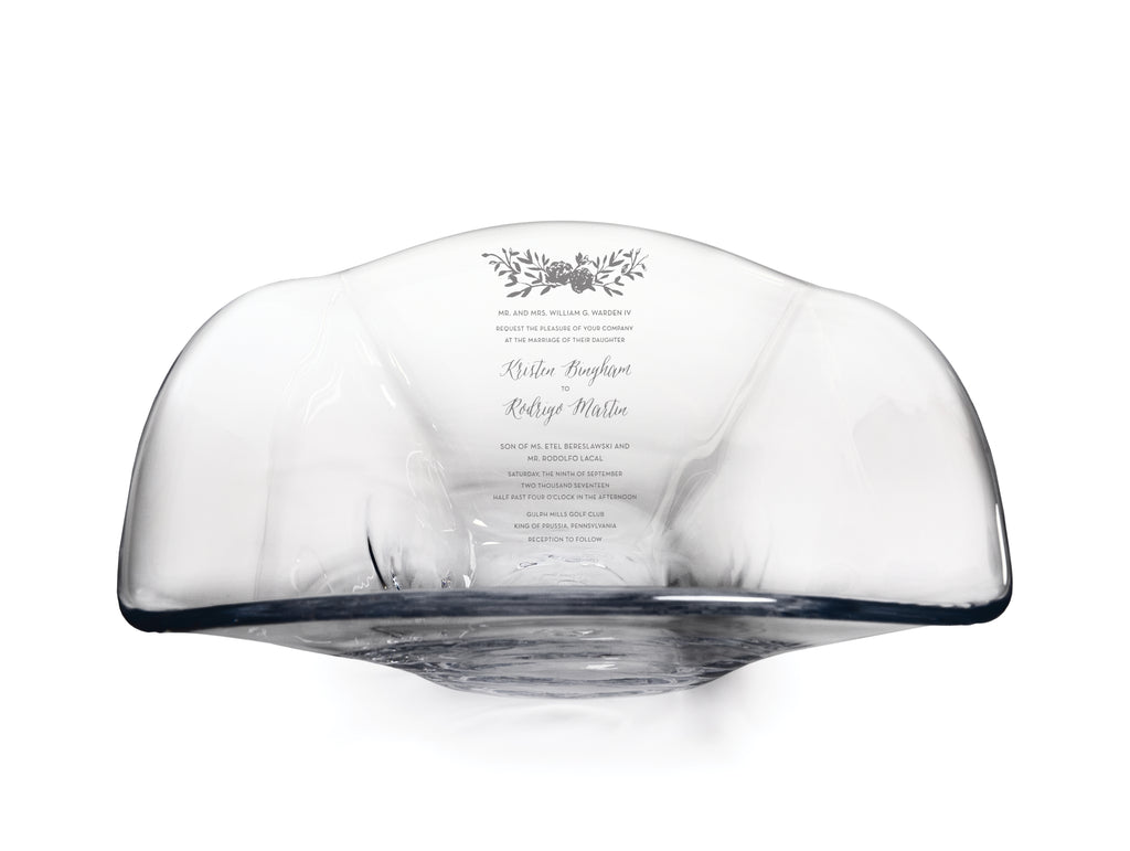 Woodbury Bowl - L with Engraved Wedding Invitation view 1