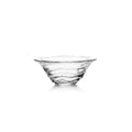 Small clear glass bowl with horizontal ridged pattern around the sides.