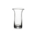 Clear glass vase with straight sides, curved inward slightly, and a flared rim at the top.