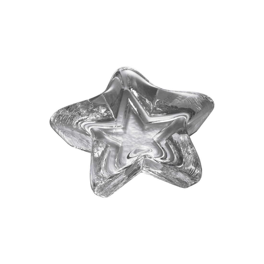 Small silver star-shaped paperweight with a polished, reflective surface and textured edges.