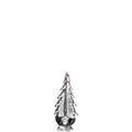 Clear glass evergreen tree figurine with textured branches and rounded base.