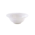 White ceramic cereal bowl with wide rim and curved sides.