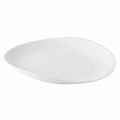 White oval dinner plate with slightly raised rim and smooth finish.