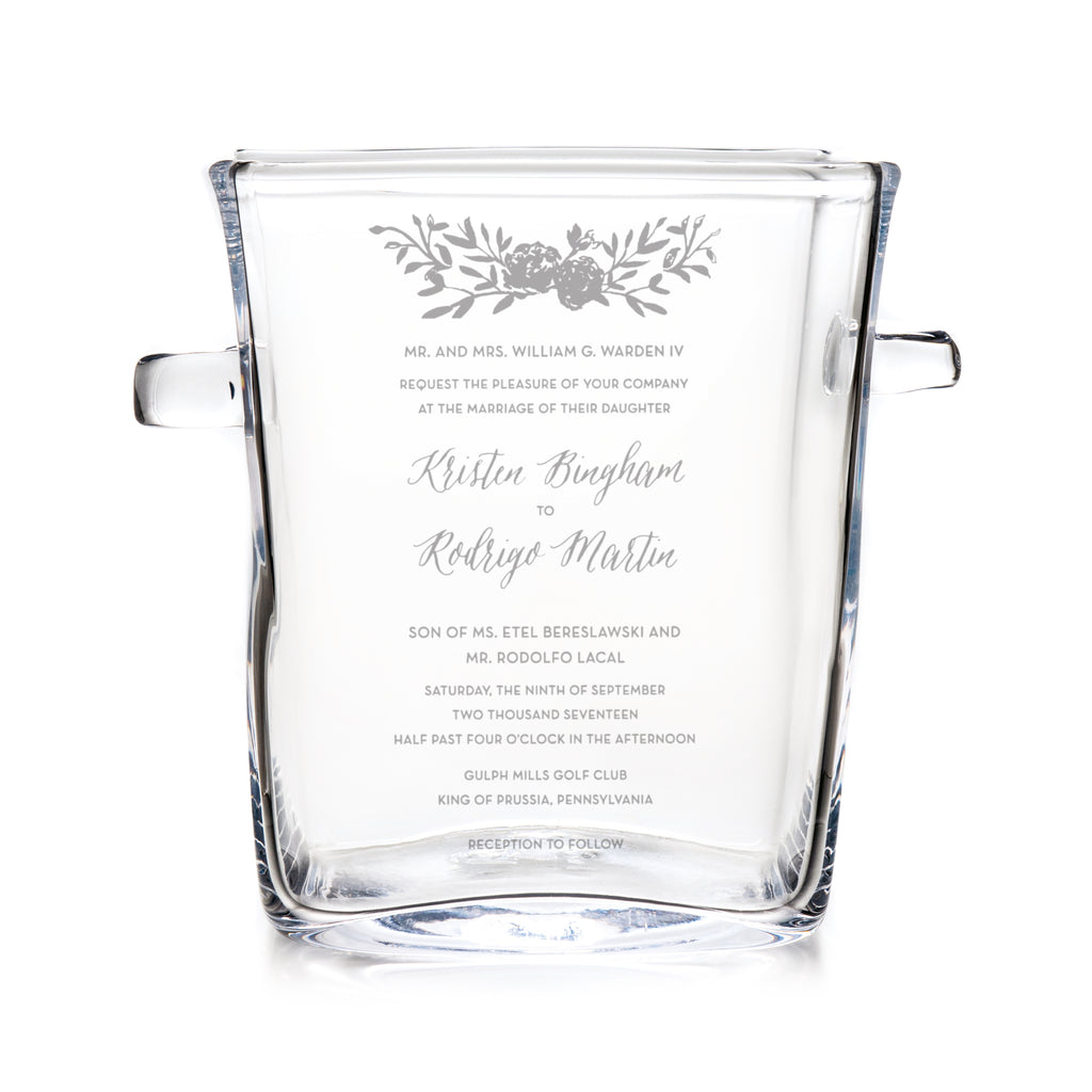 Woodbury Ice Bucket with Engraved Wedding Invitation view 1
