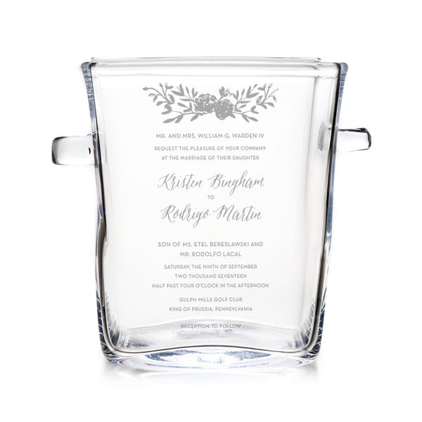 Woodbury Ice Bucket with Engraved Wedding Invitation view 1