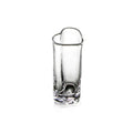 Clear glass bud vase with heart-shaped opening at top and textured base.