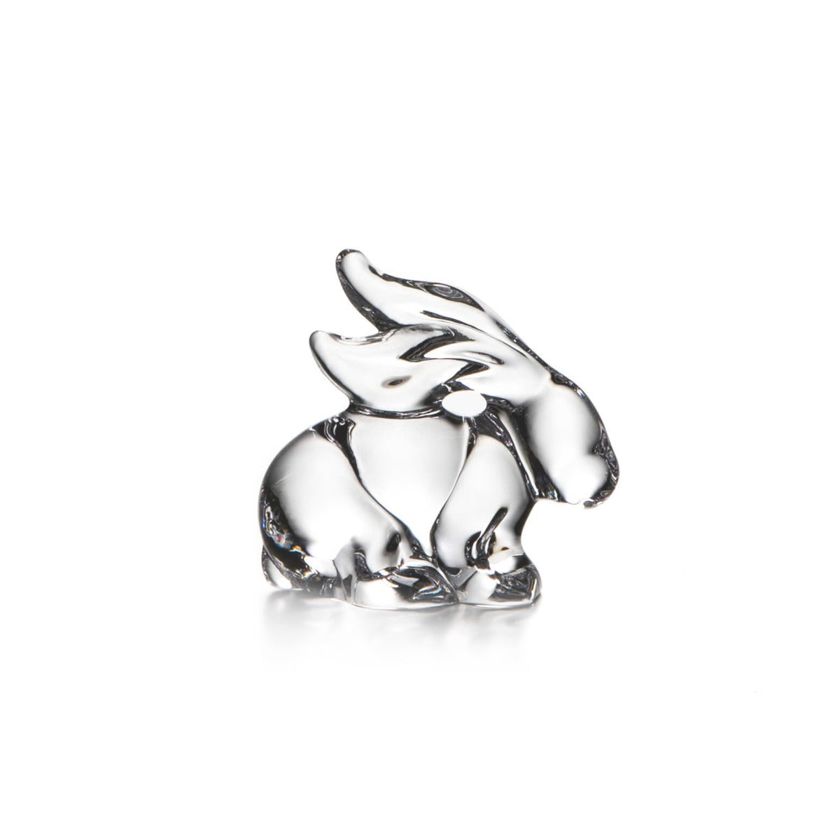 Polished silver rabbit figurine with upright ears and sitting posture.