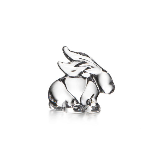 Polished silver rabbit figurine with upright ears and sitting posture.