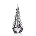 Clear glass evergreen tree with five-sided geometric form and pointed top.
