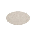 Oval placemat with tan woven bamboo texture and vertical striping pattern.