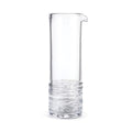 Clear glass cocktail carafe with spout and textured bands around lower portion.