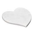 White marble heart-shaped board with subtle gray veining throughout.