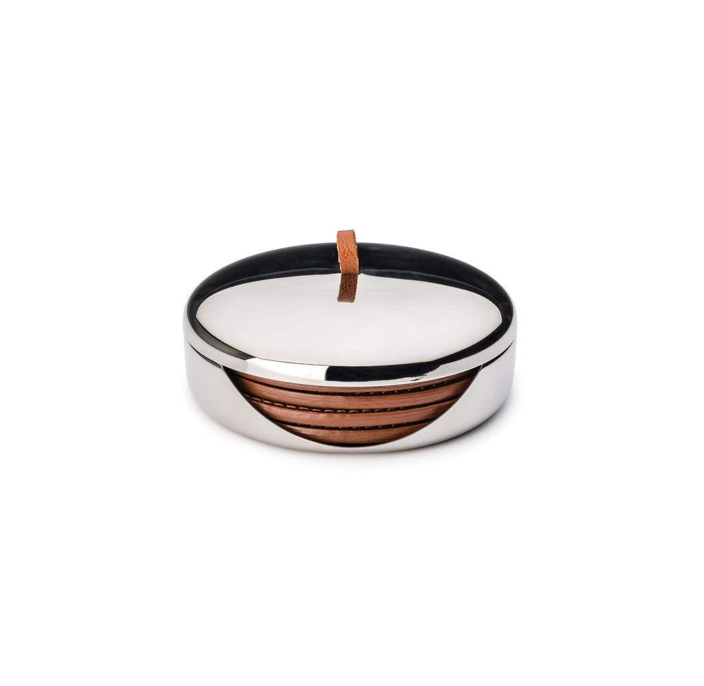 Sky Leather Coaster Set — Stainless Steel Case view 2