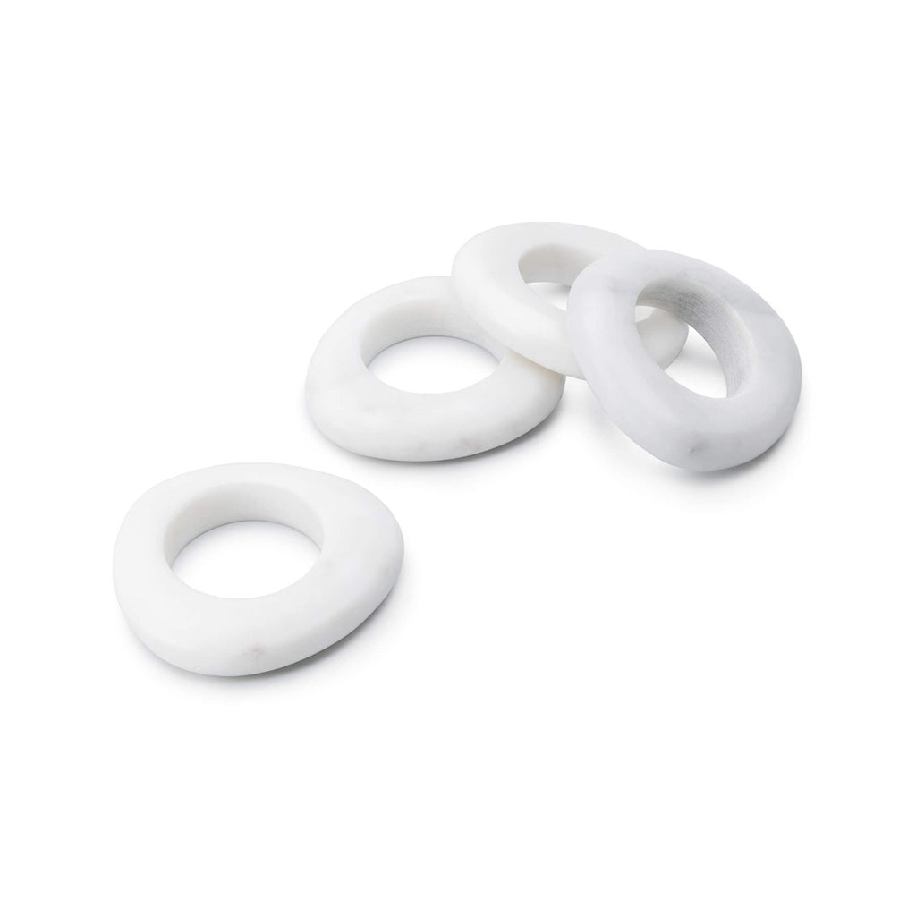 Napkin Ring, Set of 4 — White Marble view 1