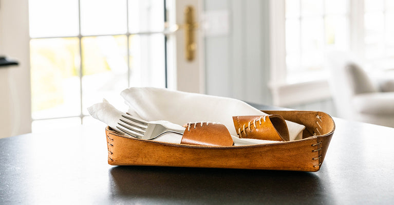 leather napkin ring set of 4