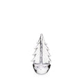 Clear glass evergreen tree-shaped candle with textured branches and rounded base.