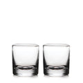 Two clear glass double old-fashioned glasses with thick bases, shown side by side.