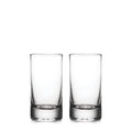 Two clear glass highball glasses with thick bases, shown side by side.