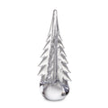 Clear glass evergreen tree with crackle texture and rounded base.
