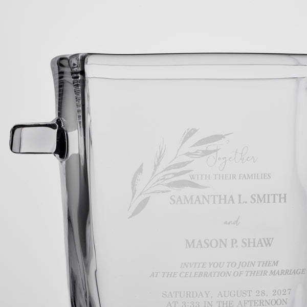 Woodbury Ice Bucket with Engraved Wedding Invitation view 2