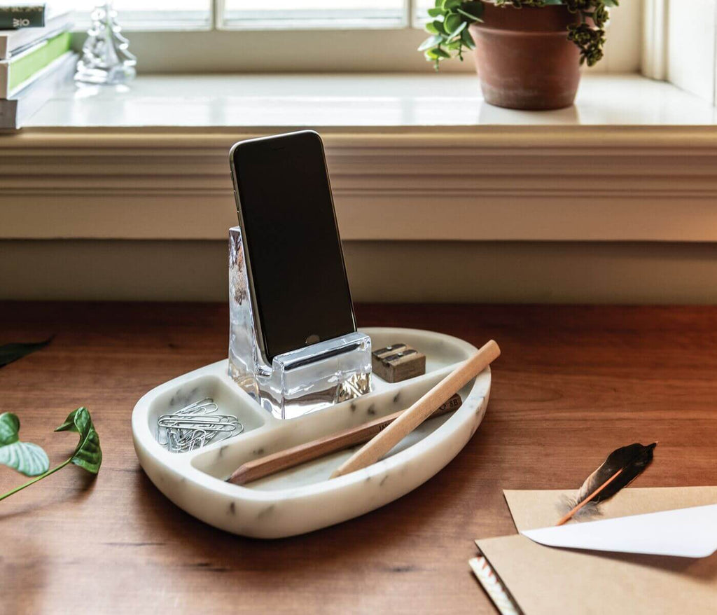Woodbury Desk Caddy — White Marble view 3