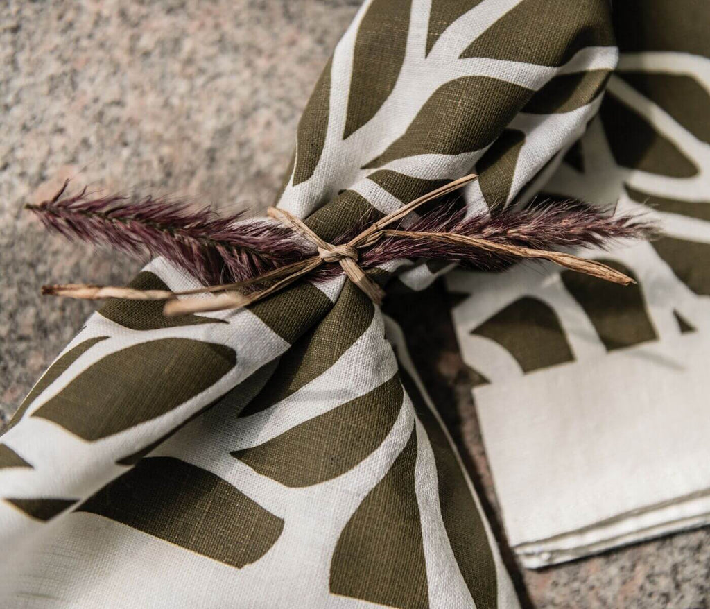 Olive Leaf Block Print Napkins - Set of 2 view 2
